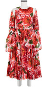 Aster Dress Crew Neck Sleeveless Midi Length Cotton Musola (Giant Poppy White)