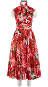 Aster Dress Crew Neck Sleeveless Midi Length Cotton Musola (Giant Poppy White)