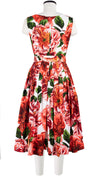 Florance Dress #2 Boat Neck Mini Cap Sleeve Long Length Cotton Stretch (Giant Poppy White)