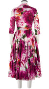 Aster Dress Shirt Collar 3/4 Sleeve Midi Length Cotton Musola (Giant Poppy White)