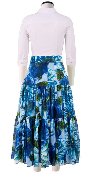 Emma Skirt Midi Length Cotton Musola (Giant Poppy Ground)