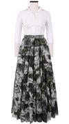 Mia Skirt Maxi Length Cotton Musola (Giant Poppy Ground)