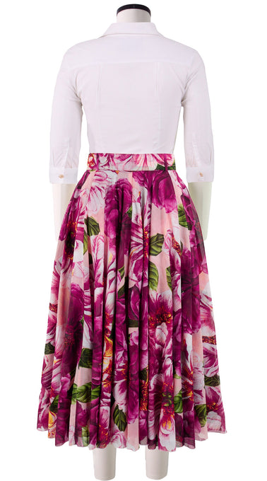 Aster Skirt #1 with Belt Midi Length Cotton Musola (Giant Poppy Ground)