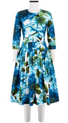 Florance Dress Crew Neck 3/4 Sleeve Long Length Cotton Stretch (Giant Poppy White)