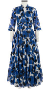 Eden Dress Crew Neck 3/4 Sleeve with Hamilton Belt Maxi Length Cotton Musola (Giraffe Dot)