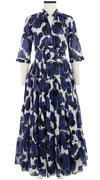 Eden Dress Crew Neck 3/4 Sleeve with Hamilton Belt Maxi Length Cotton Musola (Giraffe Dot)