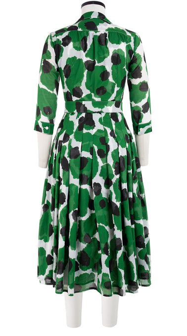 Audrey Dress #4 Shirt Collar 3/4 Sleeve Midi Length Cotton Musola (Giraffe Dot)