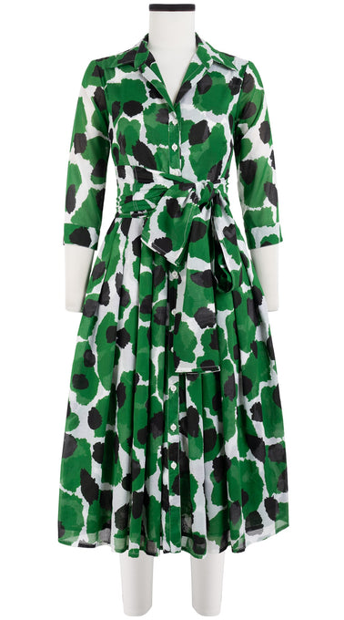 Audrey Dress #4 Shirt Collar 3/4 Sleeve Midi Length Cotton Musola (Giraffe Dot)