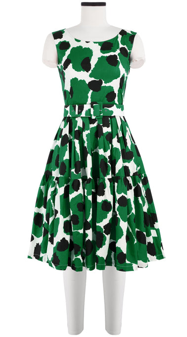 Rose Dress Boat Neck Sleeveless Cotton Stretch (Giraffe Dot)