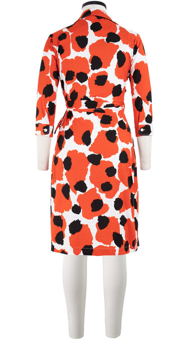 Hepburn Dress Shirt Collar 3/4 Sleeve Cotton Stretch (Giraffe Dot)