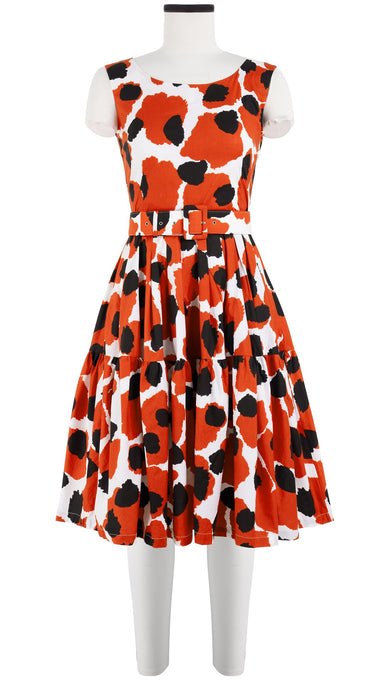 Rose Dress Boat Neck Sleeveless Cotton Stretch (Giraffe Dot)