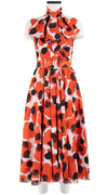Vivien Dress #1 V Neck Sleeveless Midi Plus Length Cotton Musola (Giraffe Dot)