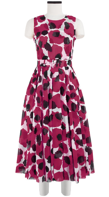 Aster Dress Crew Neck Sleeveless Midi Length Cotton Musola (Giraffe Dot)