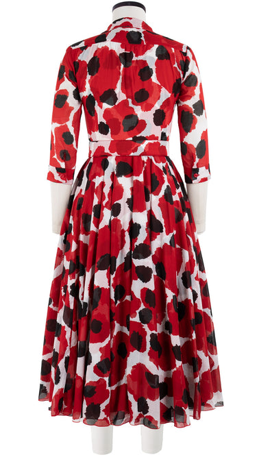 Aster Dress Shirt Collar 3/4 Sleeve Midi Length Cotton Musola (Giraffe Dot)