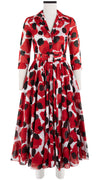 Aster Dress Shirt Collar 3/4 Sleeve Midi Length Cotton Musola (Giraffe Dot)