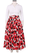 Aster Skirt #1 with Belt Midi Length Cotton Musola (Giraffe Dot)