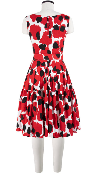 Rose Dress Boat Neck Sleeveless Cotton Stretch (Giraffe Dot)