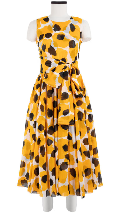 Aster Dress Crew Neck Sleeveless Midi Length Cotton Musola (Giraffe Dot)
