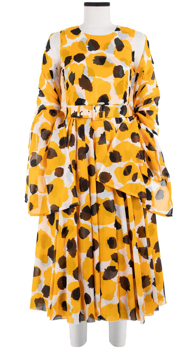 Aster Dress Crew Neck Sleeveless Midi Length Cotton Musola (Giraffe Dot)