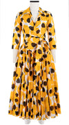 Aster Dress Shirt Collar 3/4 Sleeve Midi Length Cotton Musola (Giraffe Dot)