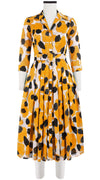 Audrey Dress #4 Shirt Collar 3/4 Sleeve Midi Length Cotton Musola (Giraffe Dot)