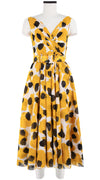 Vivien Dress #1 V Neck Sleeveless Midi Plus Length Cotton Musola (Giraffe Dot)