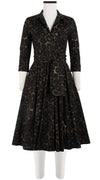 Laurent Dress Shirt Collar 3/4 Sleeve Long Length Cotton Stretch (Goldleaf Leopard)