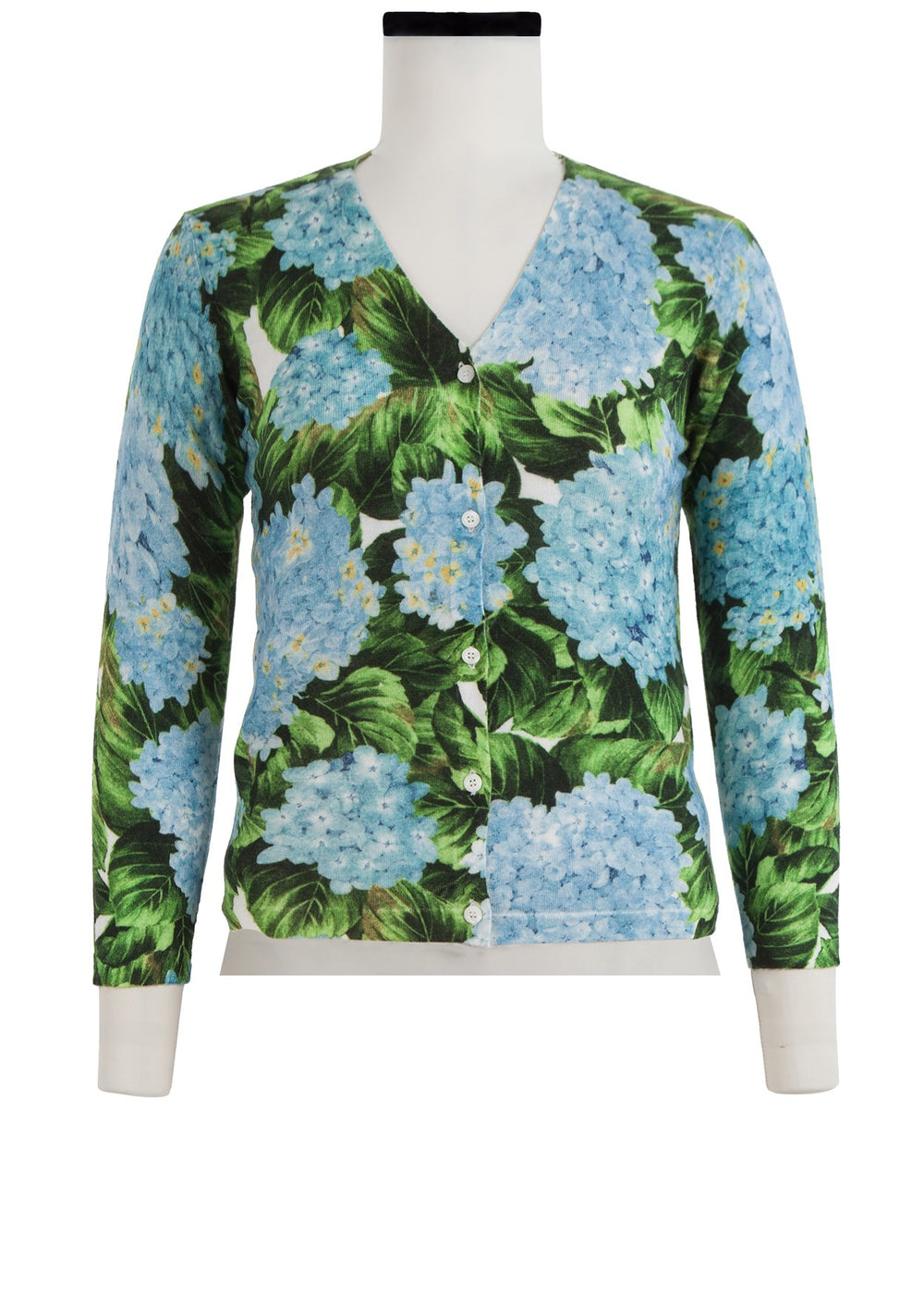 Charlotte Cardigan V Neck 3/4 Sleeve Silk Cashmere_Hydrangea_Sky Blue