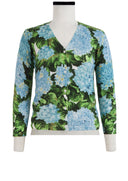 Charlotte Cardigan V Neck 3/4 Sleeve Silk Cashmere_Hydrangea_Sky Blue