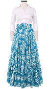 Mia Skirt with Hamilton Belt Maxi Length Cotton Musola (Ibiza Faro Tile)