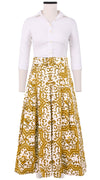 Dana Skirt Midi Plus Length Cotton Stretch (Ibiza Faro Tile)