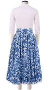 Aster Skirt #1 with Belt Midi Length Cotton Musola (Ibiza Sintra Tile)