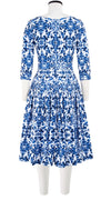 Florance Dress Boat Neck 3/4 Sleeve Long Length Cotton Stretch (Ibiza Sintra Tile)