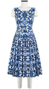 Florance Dress #2 Boat Neck Sleeveless Long Length Cotton Stretch (Ibiza Sintra Tile)