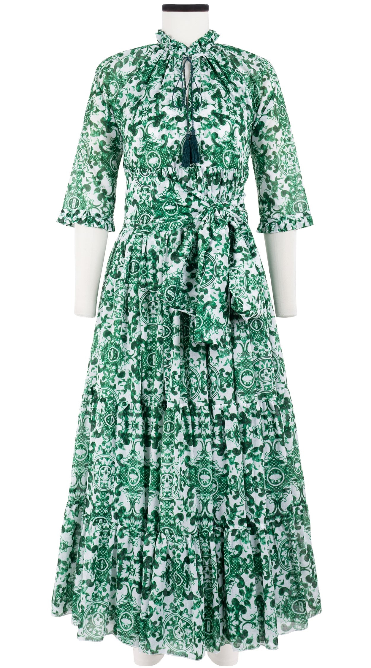 Eden Dress Crew Neck 3/4 Sleeve with Hamilton Belt Maxi