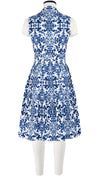 Audrey Dress #1 Shirt Collar Sleeveless Cotton Stretch (Ibiza Sintra Tile)