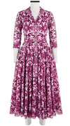 Aster Dress Shirt Collar 3/4 Sleeve Midi Length Cotton Musola (Ibiza Sintra Tile)