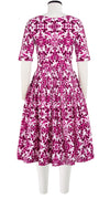 Florance Dress #2 Boat Neck 1/2 Sleeve Long Length Cotton Stretch (Ibiza Sintra Tile)