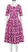 Florance Dress #2 Boat Neck 1/2 Sleeve Long Length Cotton Stretch (Ibiza Sintra Tile)
