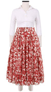 Aster Skirt #1 with Belt Midi Length Cotton Musola (Ibiza Sintra Tile)
