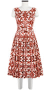 Florance Dress #2 Boat Neck Sleeveless Long Length Cotton Stretch (Ibiza Sintra Tile)
