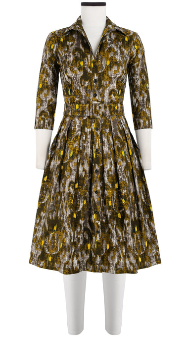 Audrey Dress #1 Shirt Collar 3/4 Sleeve Cotton Stretch (Ikat Indoor)