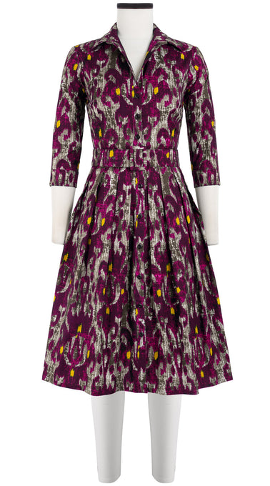 Audrey Dress #1 Shirt Collar 3/4 Sleeve Cotton Stretch (Ikat Indoor)