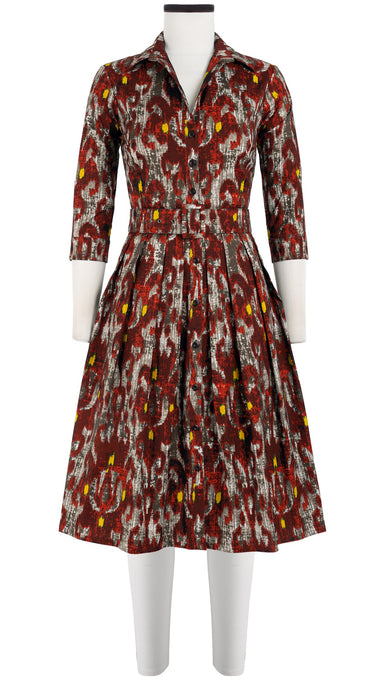 Audrey Dress #1 Shirt Collar 3/4 Sleeve Cotton Stretch (Ikat Indoor)