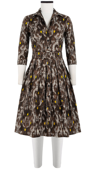 Audrey Dress #1 Shirt Collar 3/4 Sleeve Cotton Stretch (Ikat Indoor)