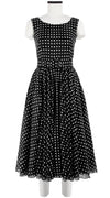 Aster Dress Boat Neck Mini Cap Sleeve Midi Length Cotton Musola (Indigo Check)