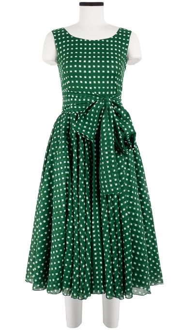Aster Dress Boat Neck Mini Cap Sleeve Midi Length Cotton Musola (Indigo Check)