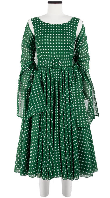 Aster Dress Boat Neck Mini Cap Sleeve Midi Length Cotton Musola (Indigo Check)