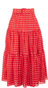 Emma Skirt Midi Length Cotton Musola (Indigo Check)