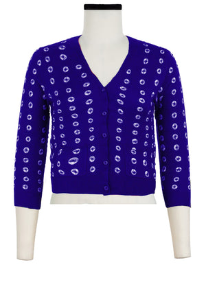 Charlotte Cardigan V Neck 3/4 Sleeve_70% Silk 30% Cashmere (Knot Shibori)
